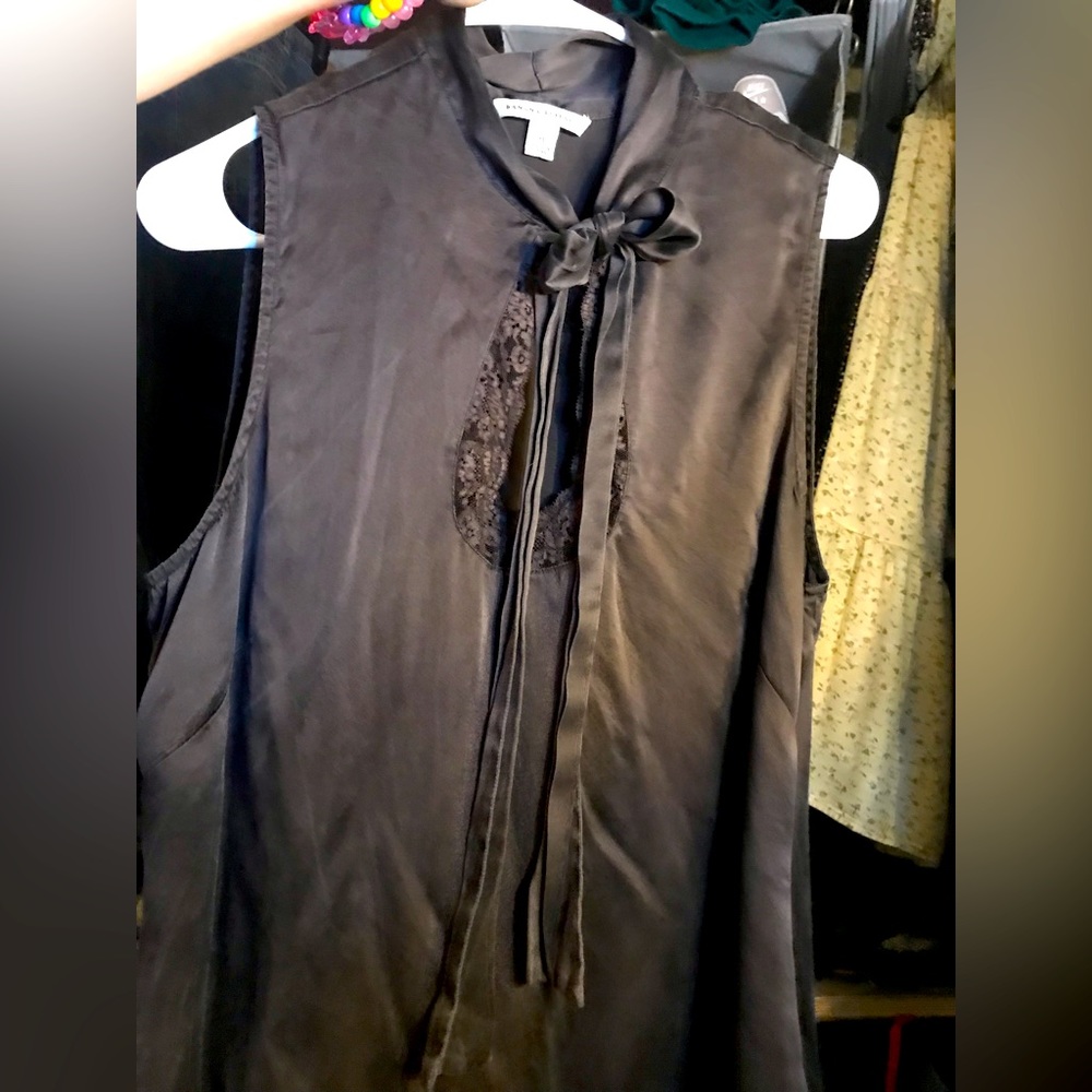 Brown satin U-neck Tie formal Tank